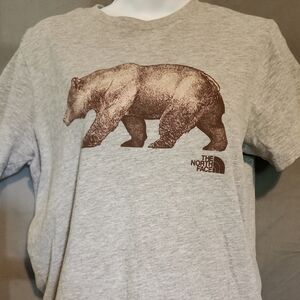 The North Face Heather Gray Tee with Brown Bear Design